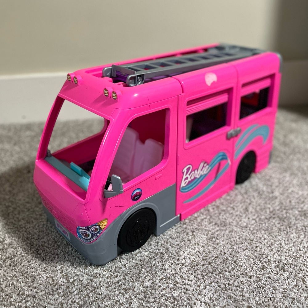 Barbie Pink and Gray Toy Camper Van